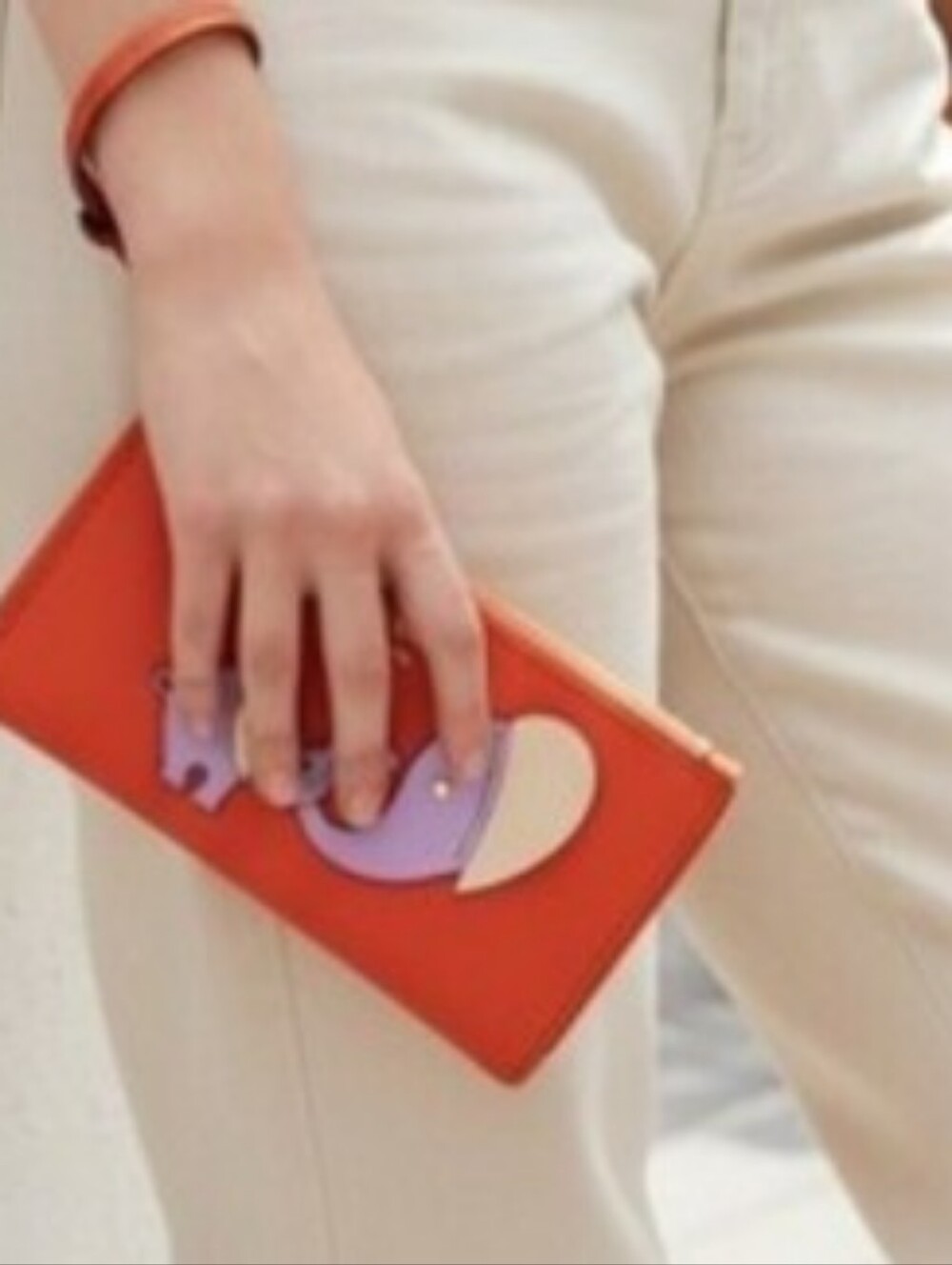 KATE SPADE ♠️ Purple elephant orange Appliqué Tiny Small Slim Bifold Wallet